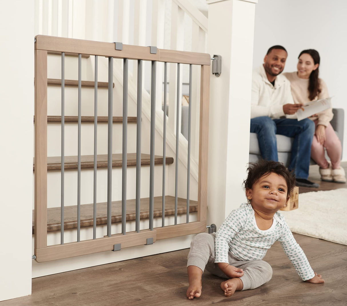 Regalo Heritage and Home Wooden Extra Wide Stairway and Hallway Walk Through Baby Safety Gate with Mounting Kit Regalo
