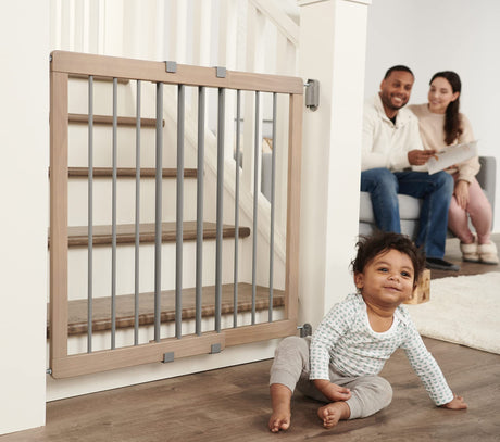 Regalo Heritage and Home Wooden Extra Wide Stairway and Hallway Walk Through Baby Safety Gate with Mounting Kit Regalo