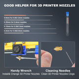 LAIHIFA 30PCS 3D Printer Nozzles, High Temperature&Wear Resistance, Better Thermal Conductivity Brass 3D Printer Nozzle 0.2mm, 0.3mm, 0.4mm, 0.5mm, 0.6mm, 0.8mm, 1.0mm for MK8, Ender 3, Creality CR10 LAIHIFA