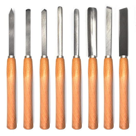 Professional Wood Turning Chisel Lathe Chisel Set with 2 Skew 1 Spear Point 1 Parting 1 Round Nose & 3 Gouge Tools,8 pcs Set, for Wood Job FlixGrdy