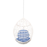 Merax Cozy Swing Egg Chair with Cushions 330lbs for Patio, Bedroom, Garden and Balcony,Hanging Chair with 8ft Chain,White+Blue Merax