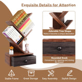 Giantex 5-Tier Tree Bookshelf with Drawer - Freestanding Retro Small Book Storage Rack for Small Place, Kids Room Wooden Decorative Bookcase with Storage for CDs, Magazines, Books, Brown Giantex