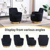 LUCKHAO Swivel Barrel Chair Set of 2,Modern Velvet Upholstered Round Swivel Accent Chairs with Tall Backrest,360 Degree Single Sofa Chair Armchair for Living Room, Black LUCKHAO