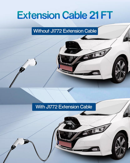 EV Charger Extension Cable, 21ft 40Amp J1772 Extension Cable Compatible with 110V-240V SAE J1772 EV Chargers, Suitable for J1772 EVs/PHEVs, Level 1/ Level 2 IP66 Car Charger Extension Cord wi - WoodArtSupply