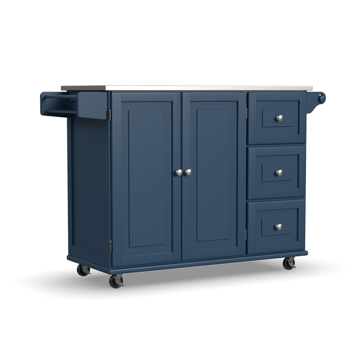 homestyles Mobile Kitchen Island Cart with Stainless Steel Top, Blue homestyles