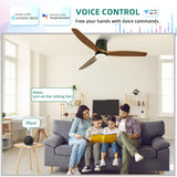 YITAHOME 52 Inch Low Profile Ceiling Fan with Light and Remote, Smart Ceiling Fan Compatible with Alexa, Flush Mount Ceiling Fan with Quiet DC Motor, Reversible Airflow for Outdoor Indoor YITAHOME