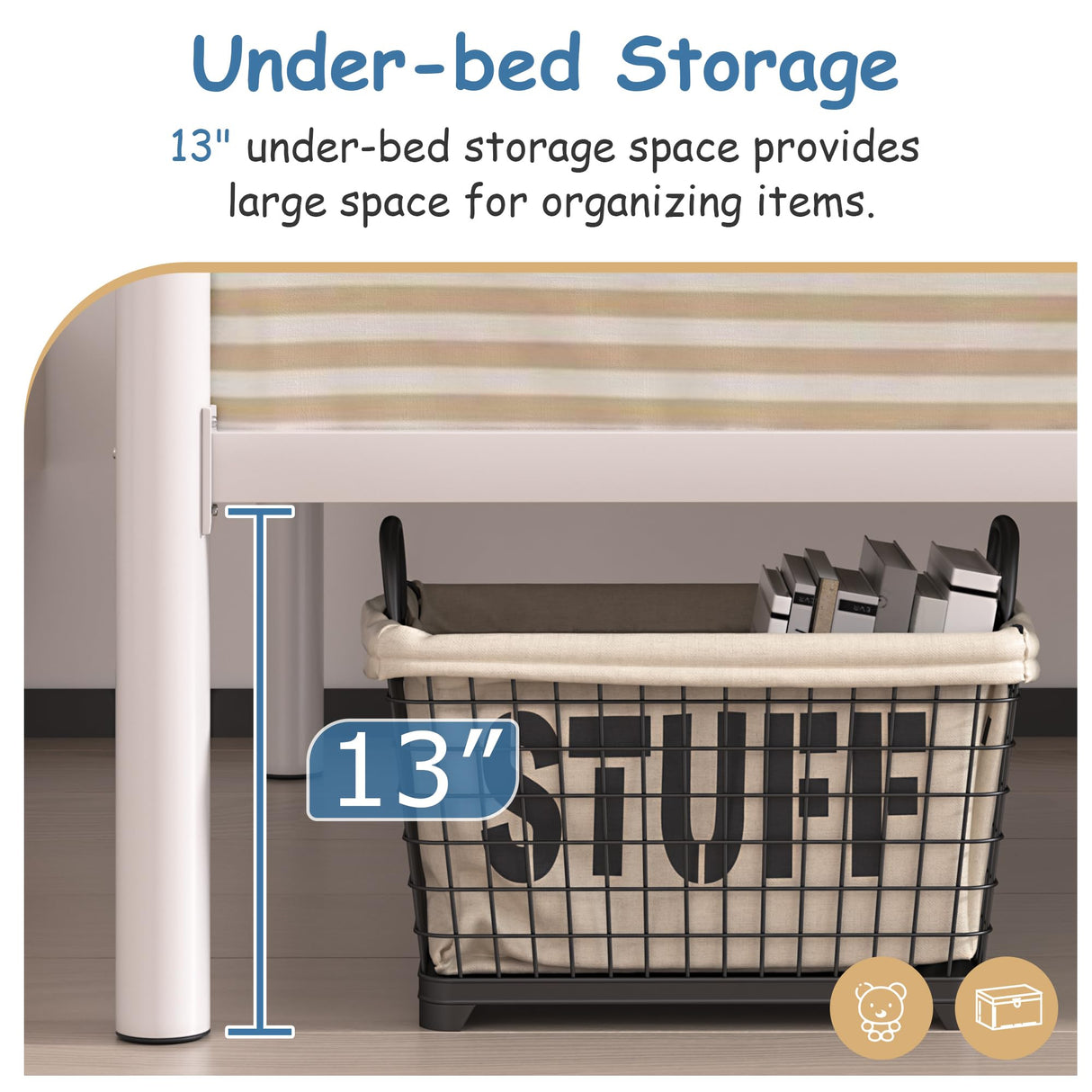 VECELO Twin Over Twin Bunk Bed with Built-in Ladder and Safety Guardrail, Heavy Duty Metal Bunkbeds, Space Saving, No Box Spring, White VECELO