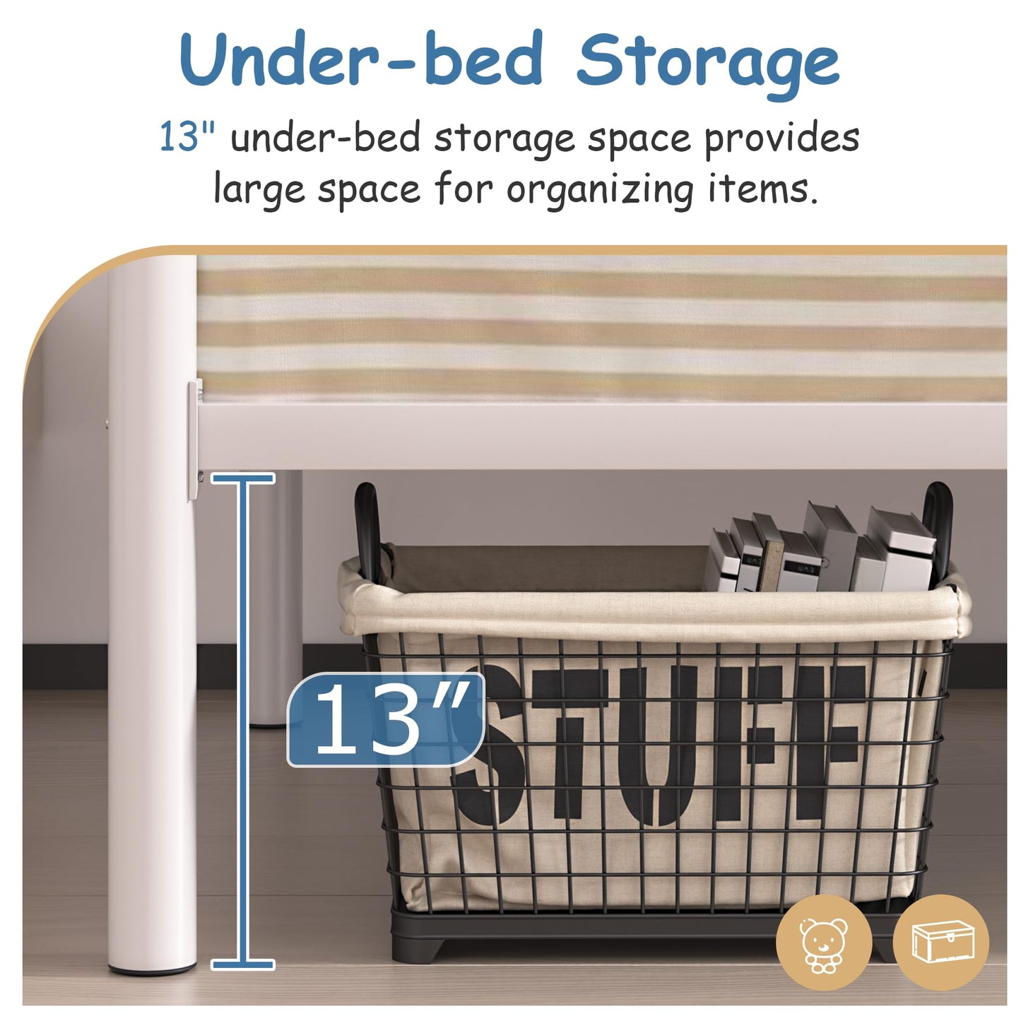 VECELO Twin Over Twin Bunk Bed with Built-in Ladder and Safety Guardrail, Heavy Duty Metal Bunkbeds, Space Saving, No Box Spring, White