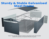 10x20 FT Outdoor Storage Shed, Metal Garage Shed with 2 Lockable Doors, Large Metal Building with 4 Air Vents, Galvanized Steel Prefab Garage Sheds for Car, Truck, Tool, Dark Gray ANTSKU