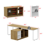 Homsee T-Shaped Corner Desk with File Cabinet - Spacious 94.5" Wooden Office Set for 2 Persons with Shelving and Organisers Homsee