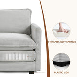 ROWHY 78'' Sectional 2 Seat Cloud Loveseat with 2 Throw Pillows, Modern Corduroy Love Seat, Cozy Sofa for Living Room, Office and Bedroom, Light Grey ROWHY