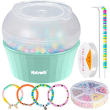 IBBWB Electric Clay Bead Spinner, Bead Spinner Kit with 2000+pcs Beads, Clay Bead Spinner for Jewelry, Clay Beads Bracelet, Waist Beads, Rice Beads, Making of Handicraft Gifts (Light Green) IBBWB