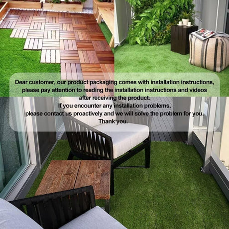 XLX TURF Artificial Grass Tiles Interlocking Turf Deck Set 9 Pack - 12"x12" Synthetic Fake Grass Self-draining Mat Flooring Decor Pad for Dog Pet Indoor Outdoor, 8 Buckle Systerm XLX TURF