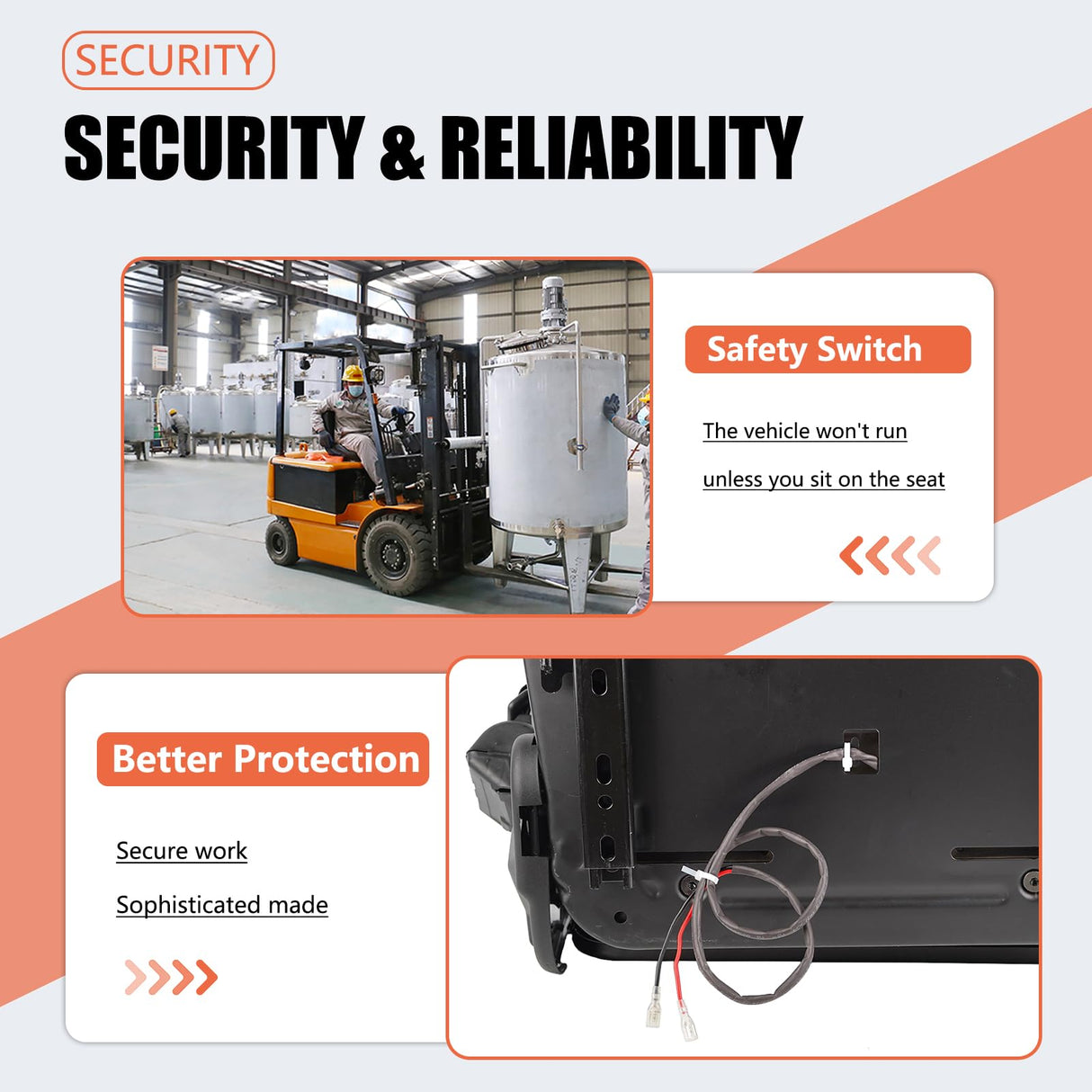 Universal Forklift Seat, Fold Down Tractor seat with Micro Switch for Tractor, Caterpillar Excavator Skid Loader Backhoe Dozer Telehandler TICSEA