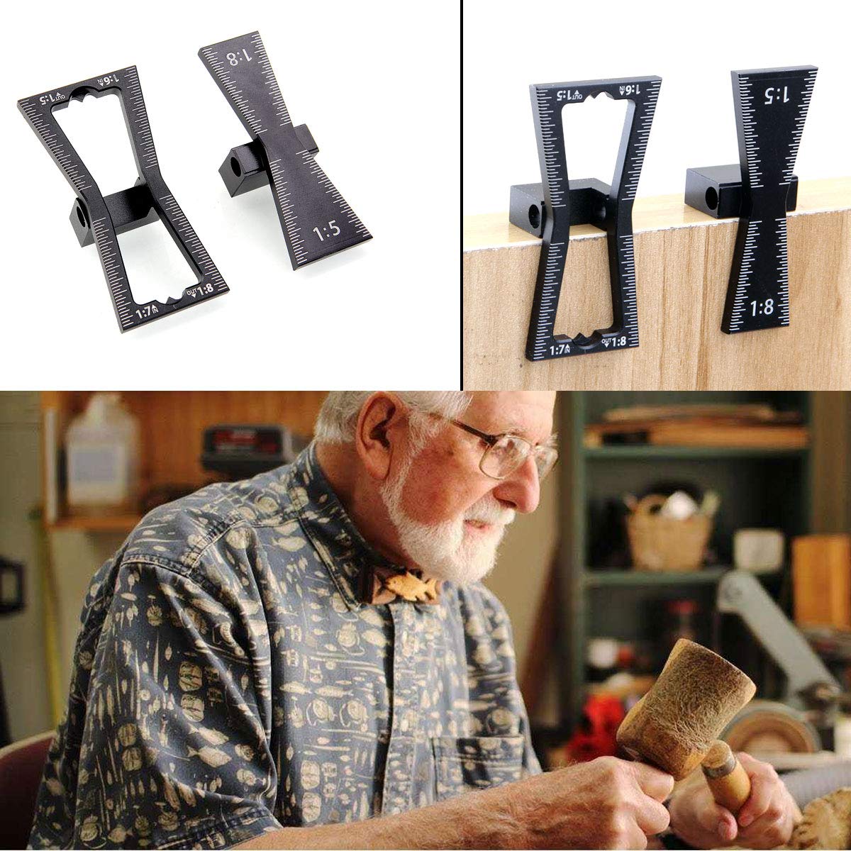 2 PCS Dovetail Marker Guide, Aluminum Alloy Dovetail Marking Jig Precise Wood Dovetail Tools, Dovetail Guide with 1:5, 1:6, 1:7 and 1:8 Slopes for - WoodArtSupply