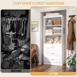 Aheaplus 23.6" Closet Drawers System, Wood Closet Organizer System with 3 Drawers, Modular Walk-in Closet Storage Unit, White (23.6" L x 13.8" W x 71" H) Aheaplus