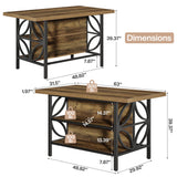 Tribesigns Kitchen Island with Storage, 62.99-Inch Kitchen Island Table with 2 Shelves and Large Worktop, Industrial Bar Table, Easy to Assemble, Rustic Brown (Stools Not Included) Tribesigns
