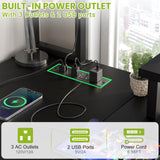 Besiost Small L Shaped Desk Gaming Desk with Power Outlets, 48" Reversible L Shaped LED Computer Desk with Monitor Stand & Storage Shelf, Corner Gamer Desk Home Office Desk with Storage Bag, Black Besiost