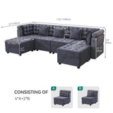 YITAHOME Modular Sectional Sofa, Versatile U-Shaped Couch with Ample Storage, Memory Foam, 6-Seat Convertible Sofa with Adjustable Armrests & USB Port, Fit for Living Room, Blue-gray2 YITAHOME