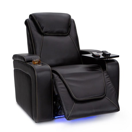 Seatcraft Paladin Home Theater Seating, Heat & Massage, Powered Headrest, Powered Lumbar, Italian Leather, Powered Recline, Single Recliner, Black Seatcraft