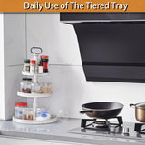 Krismax Decorative Tray - Cupcake Stand Three Tiered Tray Stand, Rustic Round Farmhouse Style Tiered Tray Decor, Farmhouse 3 Tiered Serving Tray, Holiday Decoration (White) Krismax