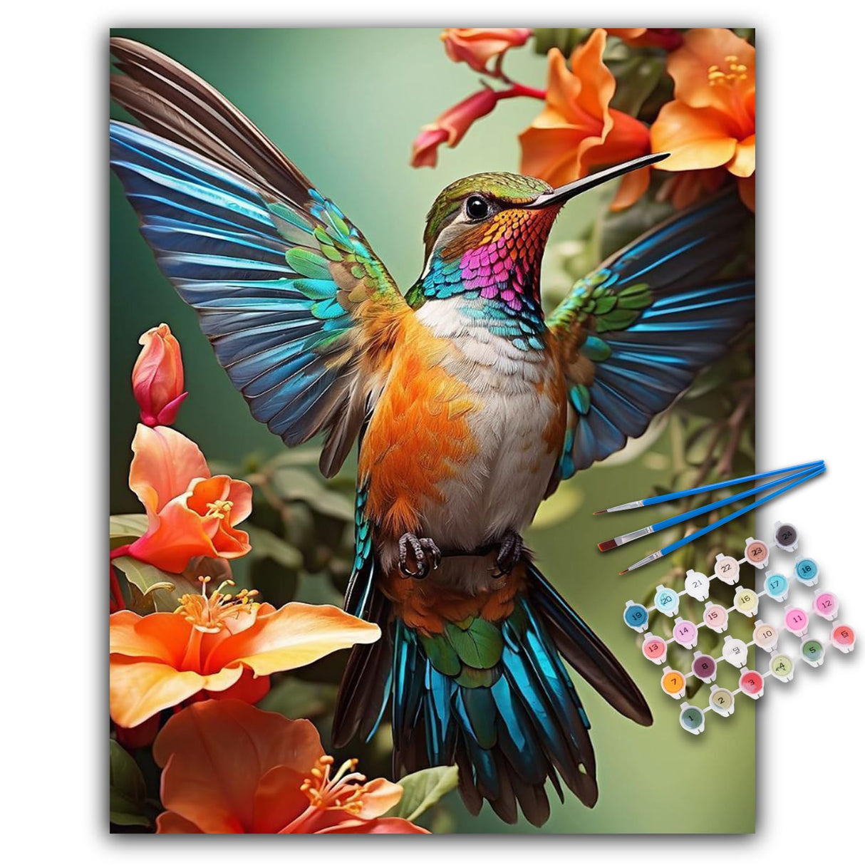 Paint by Numbers Kit for Adults- Hummingbird Adult Paint by Number Kits on Canvas for Beginners, Hummingbird DIY Acrylic Oil Number Painting Kits for Home Wall Decor Gift 16"x 20" (without Frame) Offito