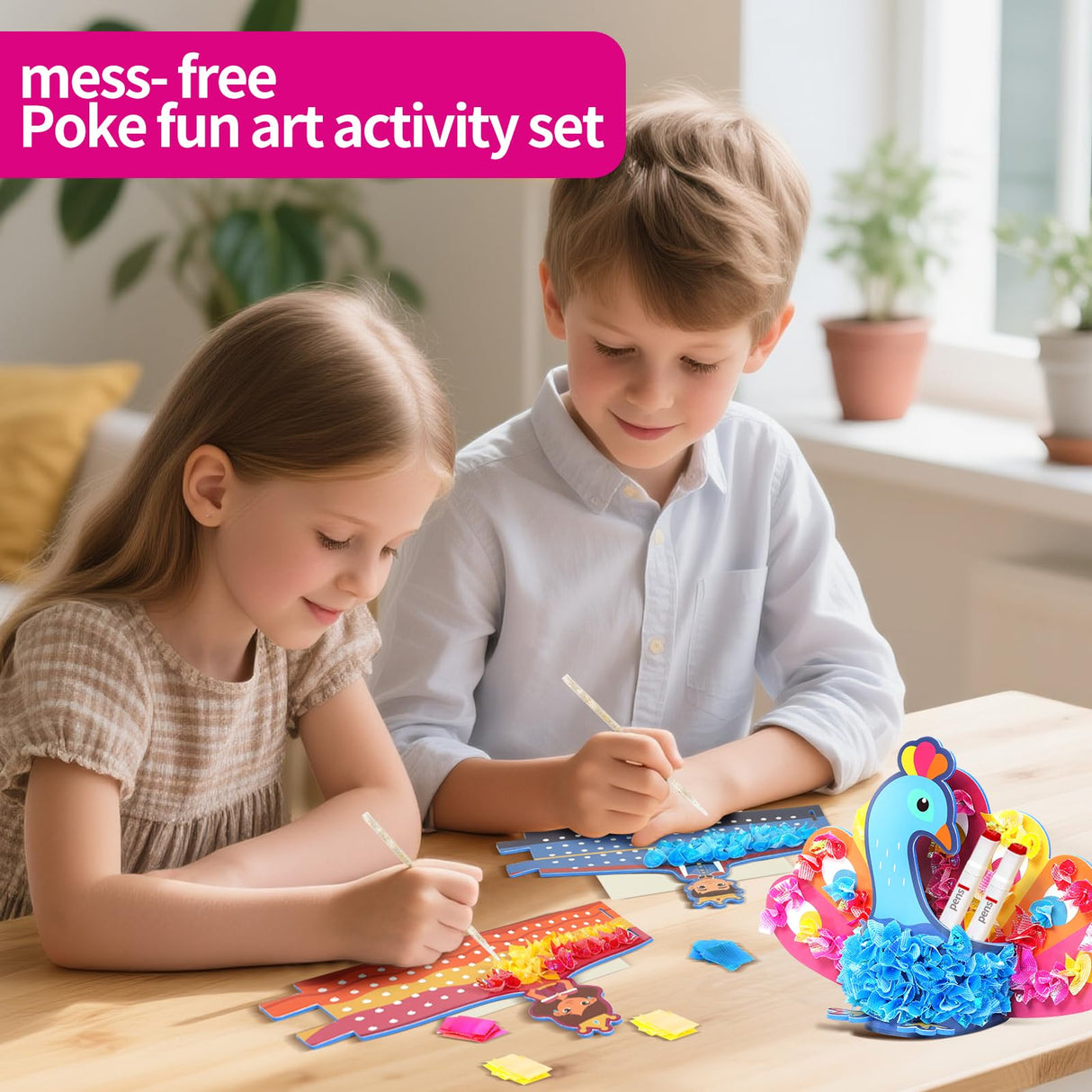 HENUIE DIY Poke Kits Art Craft Activity for Girls Ages 4-8, Mess-Free Fun Princess Set Dress-up, Creative Activity Birthday Gifts for Kids Ages 4 5 6 7 8+ HENUIE