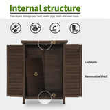 MCombo Outdoor Wood Storage Cabinet, Small Size Garden Wooden Tool Shed with Double Doors, Outside Tools Cabinet for Backyard (24.6”x 18.3”x38.2”) 0985 (Brown) MCombo