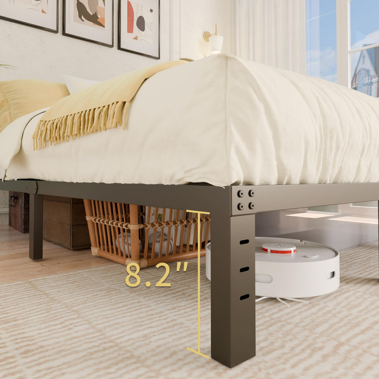 ALDRICH 10 Inch Metal King Size Bed Frame - Double Black Basic Steel Slats Platform, Easy Assembly Heavy Duty Noise Free Bedframes, No Box Spring Needed ALDRICH