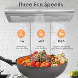 SOONYE 30 inch Stainless Steel Under Cabinet Range Hood, Slim Kitchen Vent Hood Ducted/Ductless Convertible with 3 Speed Controls, 5-Layer Aluminum Filters,LED Lights Soonye