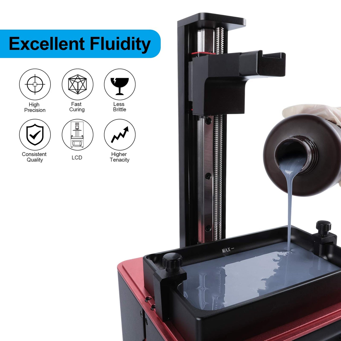 ELEGOO ABS-Like 3D Printer Resin 1000g Grey, Precise Printing Photopolymer Resin 405nm LCD UV-Curing for LCD 3D Printer