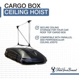 StoreYourBoard Cargo Box Pulley System – Heavy-Duty Garage Hoist Lift for Rooftop Carriers – Garage Storage & Garage Organization Ceiling Hoist with Pulley – Holds 150 lbs - Fits 8–10 ft Ceilings StoreYourBoard
