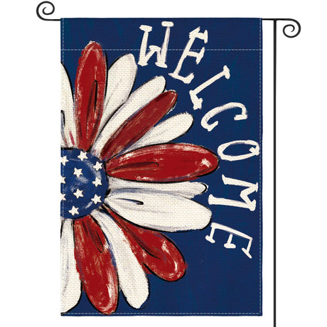AVOIN colorlife Patriotic 4th of July Garden Flag 12x18 Inch Double Sided Outside, Memorial Day Floral Welcome Daisy Yard Outdoor Decoration AVOIN colorlife
