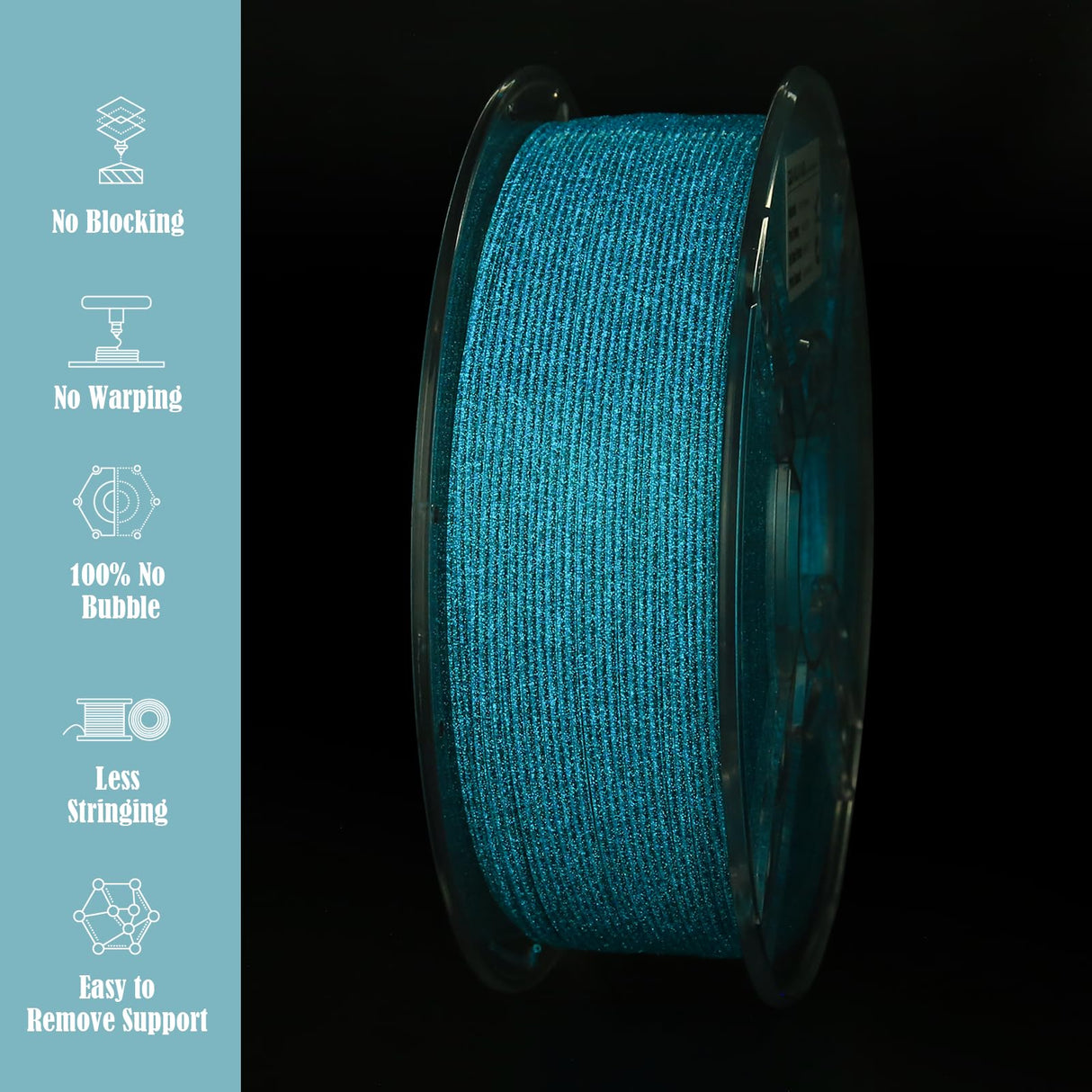 SUMLAND PLA Filament 1.75mm,3D Printer Filament UV Light Glitter PLA, Black Blue Starry Sky Filament 3D Printing Filament 1.75mm+/-0.02mm,1KG/2.2lb SUMLAND