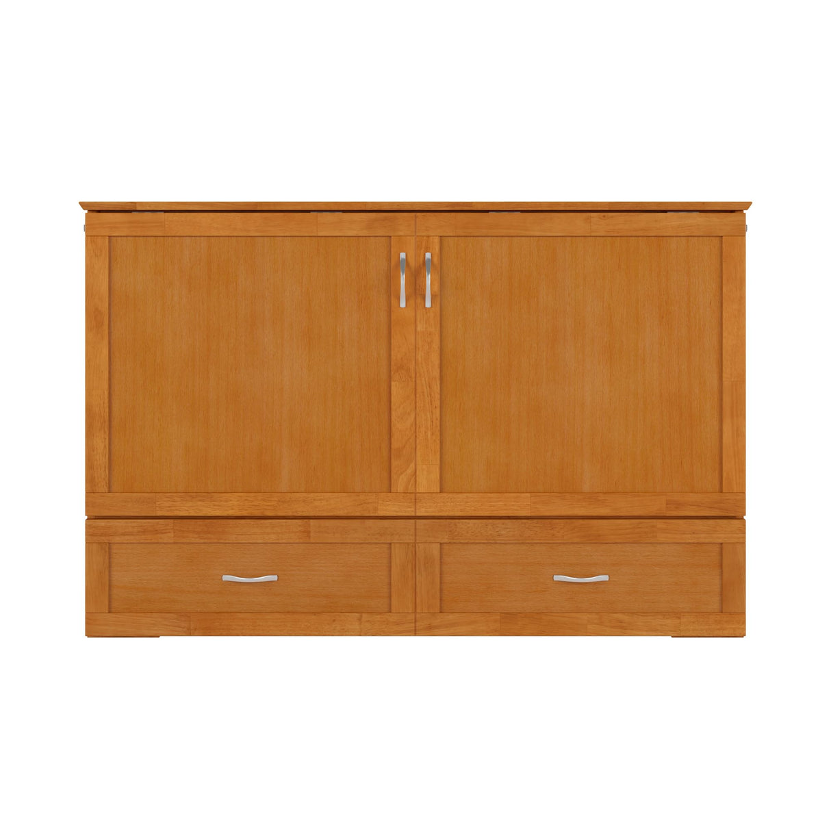 AFI Hamilton Queen Murphy Bed Chest with Mattress, Storage, and Built-in Charger in Light Toffee AFI