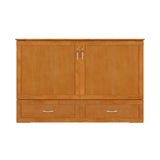 AFI Hamilton Queen Murphy Bed Chest with Mattress, Storage, and Built-in Charger in Light Toffee AFI