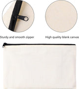 10 Pack Sublimation Blanks Canvas Makeup Bags with Wristband Lanyards, DIY Heat Transfer Cosmetic and Pencil Pouches, Multi-Purpose Travel Toiletry Zipper Bags for Crafting and Personalization HeKimLee