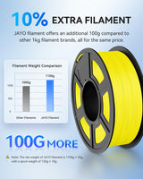 JAYO PLA 3D Printer Filament Bundle 11KG, PLA Filament 1.75mm Bulk, 10 Pack 1.1kg Spool (Black,White,Gray,Pri-Cyan,Cherry Red,Olive Green,Sunny Orange,Pri-Yellow,Sakura Pink,Chocolate) JAYO