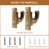 Giassvio Rifle Gun Rack Wall Mount - Wooden Shotgun Hooks Holder Horizontal, Single Gun Display Hanger for Wall, Charcoal Brown Giassvio