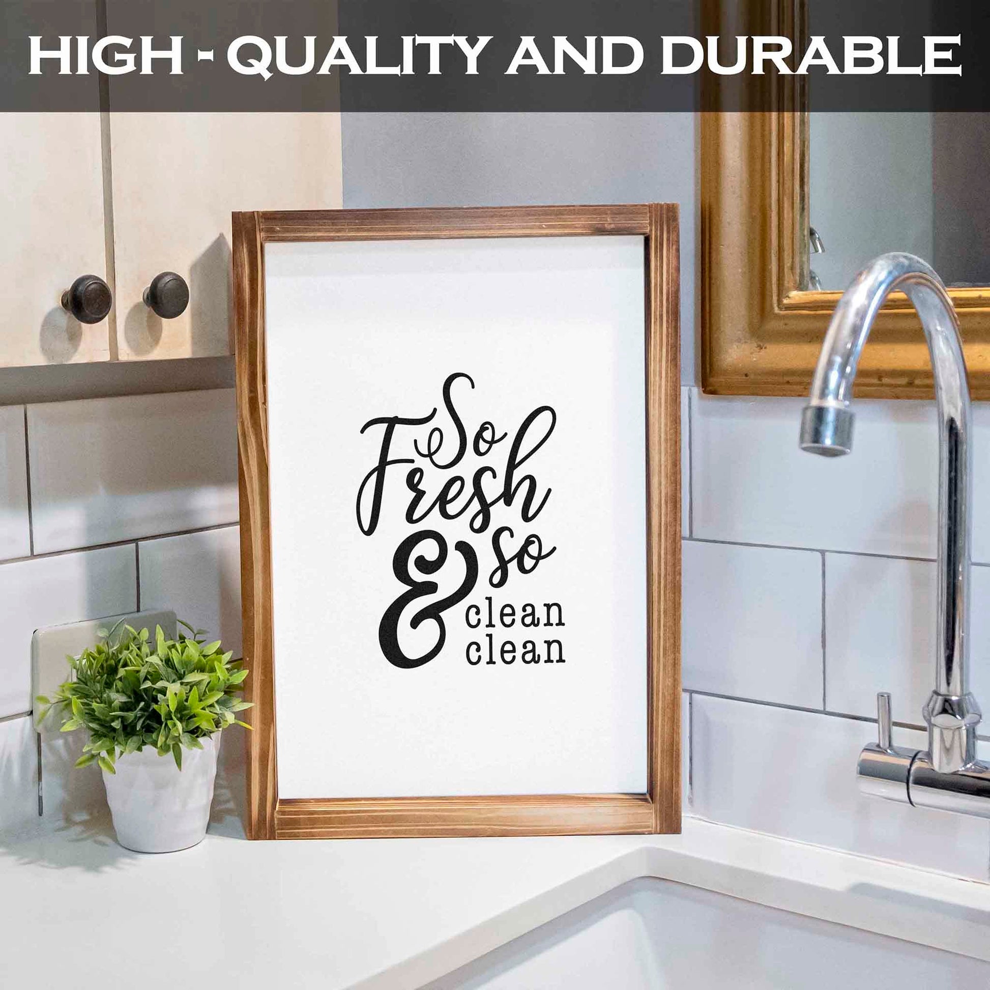 So Fresh And So Clean Sign 11x16 Inch, Farmhouse Bathroom Decor Wall, So Fresh So Clean Wall Art, Small Bathroom Sign Rustic Farmhouse Bathroom Wall Decor Funny Bath Room Sign with Wood Frame - WoodArtSupply