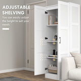 HOMCOM 71" Tall Storage Cabinet with Movable Storage Shelves, Modern Style Pantry Cupboard Cabinet with Soft Close Doors, White HOMCOM