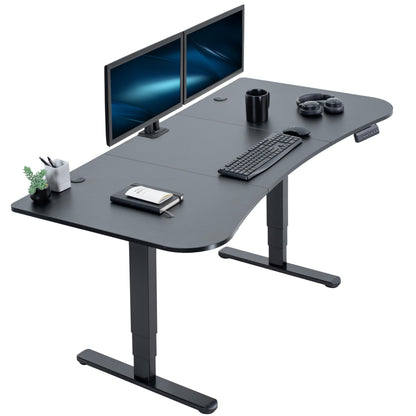 VIVO Electric 63 x 32 inch Standing Desk Workstation, Dual Motor Memory Controller Height Adjustment, 2B Series, Black Top Black Frame, DESK-KIT-2B1B