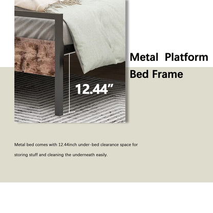 Modern Industrial King Size Bed Frame with Rustic Wooden Headboard & Footboard by alazyhome