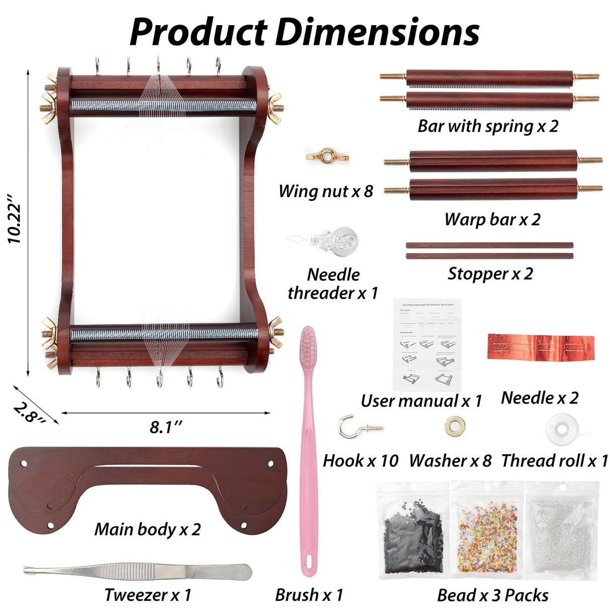 COSYOO Wooden Bead Loom Kit, Jewelry Making Bead Tools with Threads Tweezers, 3 Bags of Beads, Jewelry Making Tool COSYOO