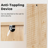 Tangkula 67" Tall Bathroom Storage Cabinet, Narrow Rattan Linen Tower with Doors, Adjustable Shelves & Drawer, Freestanding Floor Cabinet for Living Room, Kitchen, Dining Room, Office, Natural Tangkula