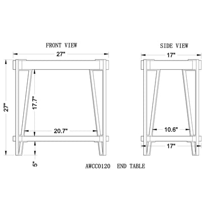 Alaterre Furniture Ryegate Natural Solid Wood with Metal End Table, Live Edge - WoodArtSupply