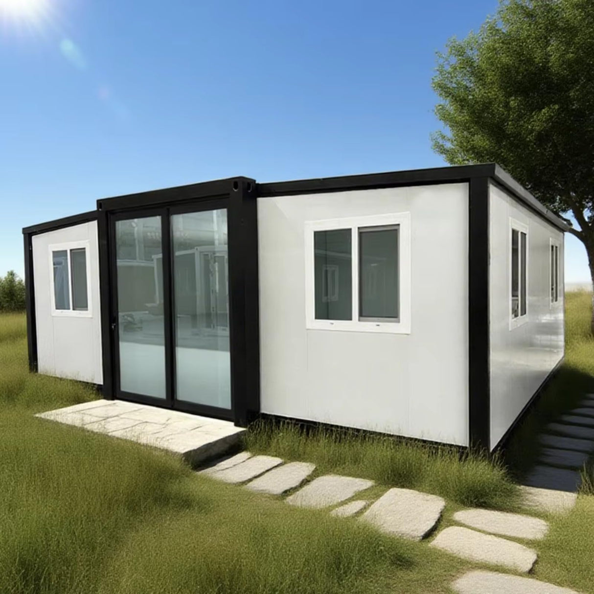 Tiny House Prefab Tiny Home for Sale, 2 Bedrooms Container House with Bathroom and Kitchen, Modular Prefab Home, Expandable Tiny Homes to Live in for Adults Generic