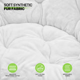 Magshion Saucer Chair for Adults, Oversized Folding Cozy Moon Chair with Gold Metal Frame, Furry Faux Fur Comfy Lazy Seat for Bedroom, Living Room, Dorm Room, Apartment (White) Magshion