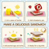 Airlab Wooden Pop-up Toaster Toy Play Kitchen Accessories Play Food Bread, Butter, Poached Egg Cutting Pretend Toys for 3 4 5 Year Old Toddlers Boys Girls Airlab