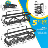 Coraje Shower Caddy, Shower Shelves [5-Pack], Adhesive Shower Organizer No Drilling, Large Capacity, Rustproof Bathroom Shower Organizer, Shower Shelf for Inside Shower (Black) Coraje